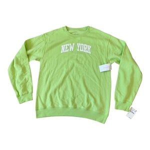 NWT Urban Outfitters Neon Green New York Crewneck Sweatshirt large